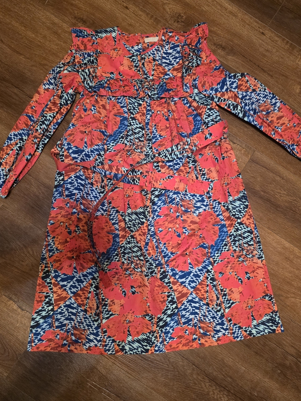 Ulla Johnson Coral and Blue Floral Kimaya  Dress
